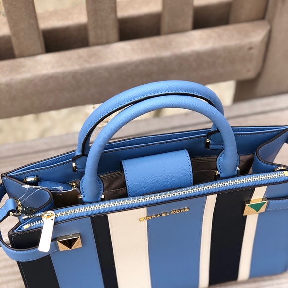 NWT Michael Kors md ew Karla stripe handbag&wallet - Picture 4 of 8